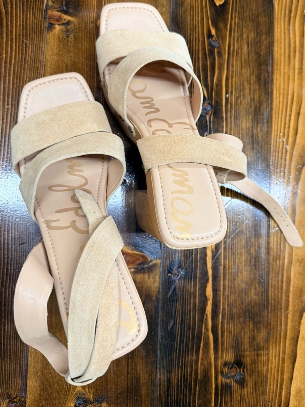 Sam Edelman Tan Suede Platform Block Heel Sandals - Picture 2 of 2